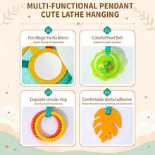 Portable Baby Stroller Accessory, With Teething Ring And Bell, Cartoon Plush Hanging Rattle Toy, Elephant And Fox Options, Suitable For Daily Play - Multicolor - View 5