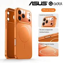 حافظة هاتف ASUS متوافقة مع iPhone 17 Pro Max / iPhone 17 17Pro / iPhone 18 Pro / 18Pro Max، تصميم تغطية كاملة، فيلم حماية العدسة، دعم الشحن المغناطيسي، نسيج مطفي متكامل، حافظة هاتف خفيفة الوزن ومقاومة للصدمات، متوفرة باللون الشمبانيا / الأزرق الداكن / البرتقالي - لون برتقالي - مشاهدة 8