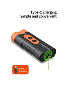 Repelente ultrasónico de perros de mano, detenedor de ladridos de alta potencia de doble núcleo, con linterna LED, repelente ultrasónico de perros mini, dispositivo portátil anti-mordeduras para exteriores, recargable por USB, adaptador no incluido - Naranja - Ver 4