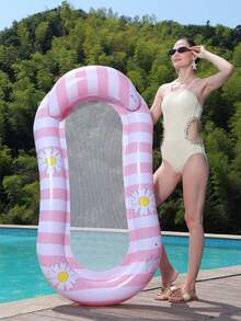 Inflatable Pool Float Lounger, With Mesh Center, Tanning Pool Lounger Backrest, 57.08 X 27.55 Inch, Beach Pool Party Toys For Adults - Daisy Style - View 7