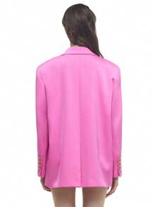 Rich Radi Q's Chaqueta de blazer de mujer de ajuste regular, de manga larga, de tejido, de doble botonadura, con detalles de botones y bolsillos - Rosa - Ver 3