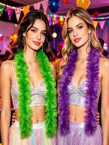 1pc Feather Boa, Diy Party Costume Accessory, Colorful Feather Boa Scarf Decor, Suitable For Birthday Party, Various Festivals And Celebrations Halloween, Christmas, Racing, Tea Party, New Year's Eve, Concert - Multicolor - View 4