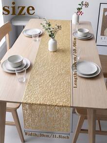 1pc Gold Line PVC Hollow Table Runner 150cm*30cm, Washable, Easy To Clean, Wipeable, Non-Slip, Heat-Resistant, Suitable For Room Decor, Table Decor, Home Decor, Party Decor, Suitable For Holidays, Parties, Gatherings, Birthdays, Weddings, Gifts, Presents, Dinners, Outdoor, Picnics. - Multicolor - View 3