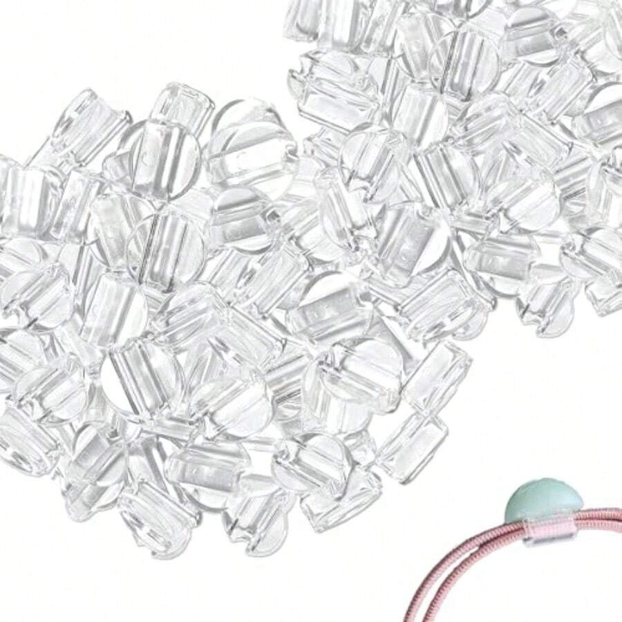 [ALLVD] ヘアゴム ハンドメイド用 透明プラスチック 留め具パーツ 台座 バックルざいりょう 手作り材料のDIY 100個 セットめじるしチャーム　ゴム  めじるしアクセサリー - 写真の通り - チェックする 1