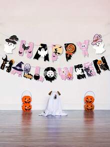 Festive Halloween Party Ghost Banner - No Electricity Required - Multicolor - View 4