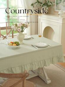 1pc Fresh Green Leaf Edge French Country Tablecloth, Romantic French Style Decorative Fabric, Universal For Kitchen / Dining Room / Room / Home / Dining Table / Coffee Table, Suitable For Kitchen Home Decor Kitchen Decor Room Decor Dining Table Decor Dining Table Decor Coffee Table Dining Room Tablecloth Square Tablecloth - Sprout Green - View 12