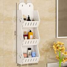 1 buah Rak Penyimpanan Dinding Kamar Mandi Tanpa Pengeboran, Plastik Putih, Organizer Penyimpanan Dinding Kamar Mandi Multifungsi, Cocok untuk Penyimpanan Dapur, Penyimpanan Kamar Mandi, Aksesoris Kamar Mandi, Dekorasi Dinding, dan Rak Dinding - Putih - View 7