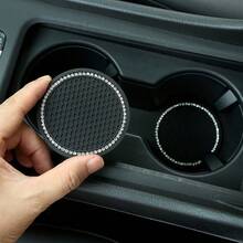 2pcs/1pc/4pcs - Rhinestone Decor Non-Slip Car Cup Holder Coasters - Rhinestone Mesh Coaster - View 8