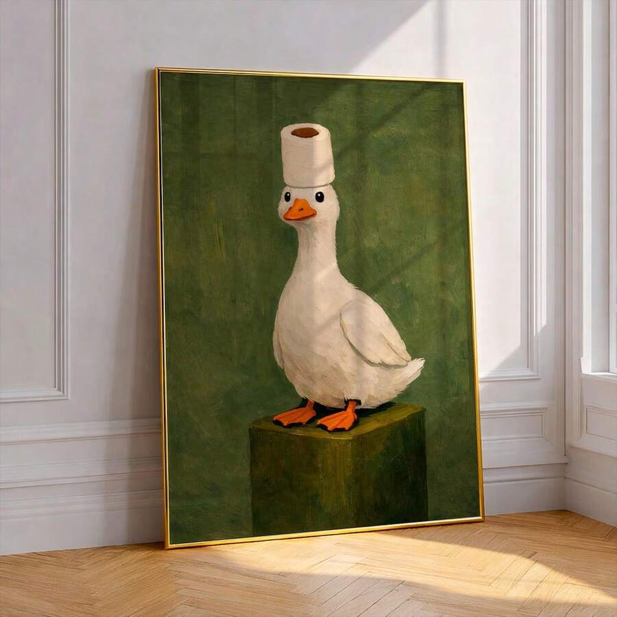 Whimsical Wall Arts Duck With Chef Hat Posters Duck Wearing Toque Canvas Prints Kitchen Decor Wall Decor Canvas Art Print For Living Room Bedroom Home Office Housewarming Gifts Birthday Gifts Annivers - A - View 1