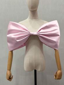 1pc White Satin Exaggerated Wedding Bridal Fluffy 3D Bow Shawl Accessory - Multicolor - View 16