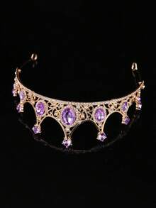 1 buah Mahkota Paduan Logam yang Indah dan Modis, Cocok Sebagai Aksesori Rambut untuk Pesta Pernikahan Wanita, Hadiah Pesta Ulang Tahun Putri, Aksesori Kostum Pertunjukan, Mahkota untuk Pesta Rias Wajah - Purple - View 10