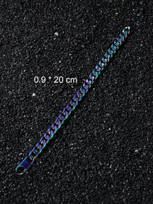1pc Men's Classic 9mm Wide Stainless Steel Hexagonal Link Chain Bracelet, Men's Jewelry Bracelet, Valentine's Day Gift, Plated Stainless Steel Bracelet - Stainless Steel Chain - View 5