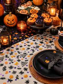 30g Halloween Glitter Confetti, 7 Mixed Patterns, Pumpkin Witch Bat Spider Orange Cat Spider Web Purple Star Colorful Paper, Suitable For Halloween Party, Party Table Decor, DIY Greeting Card Making Materials, Handicraft Decoration Supplies, Balloon Decoration - Multicolor - View 5