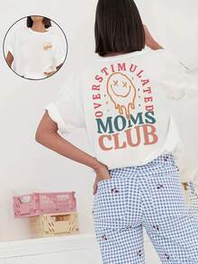 Camiseta de manga corta con cuello redondo y estampado de letras REIB - Verde Oscuro - View 6
