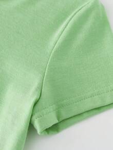 Girl's T-Shirt With Letter Print, Creative, Novel And Fashionable. - Hijau - View 5