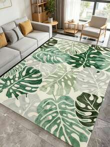 1pc Modern Nordic Tropical Rainforest Monstera Plant Art Carpet, Personalized Aesthetic Style Decorative Rug, Large Rectangular Non-Slip Carpet For Living Room, Bedroom, Sofa Side, Ins Style Space Aesthetic Atmosphere Blanket, Dopamine Modern Natural Wood Style Healing Soft Decor Accent, Large Area Carpet, Floor Mat, Home Decor, Area Rug, Casual Blanket, Bedside Rug, Bedroom Carpet, Washable Carpet - Multicolor - View 2