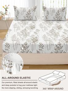 1 buah Sprei Motif Daun dan Bunga, Perlengkapan Tidur, Sprei Pas, Penutup Kasur, Perlengkapan Tidur Lembut dan Nyaman untuk Kamar Tidur, Pelindung Kasur, Hanya Sprei Pas, Dapat Dicuci dengan Mesin - MultiWarna - View 4