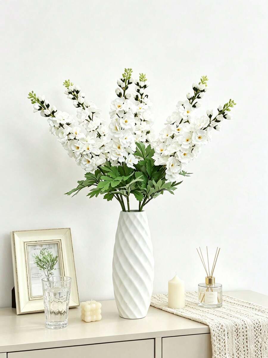 1pc Artificial Begonia Flower, Wedding Decoration, Vase, Decor, Restaurant, Living Room, Bedroom, Bedside Floral Arrangement, Bridal Bouquet, Wrist Corsage, Party Decoration, New Year Valentine's Day Gift, Autumn Decoration - White - View 1