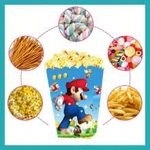 Blue And Red Brother Popcorn Boxes, Theme Party Gift Boxes, Candy And Cookie Boxes, Party Gift Bags, Party Favor Boxes, Suitable For Birthday Party Candy And Popcorn Box Decoration - Popcorn Box - View 1
