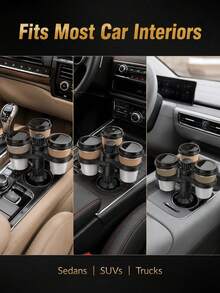 Universal 3-In-1 Car Cup Holder Expander, 360° Rotating Multi-Cup Adapter, Adjustable Base Car Interior Beverage Storage Rack - A - View 7