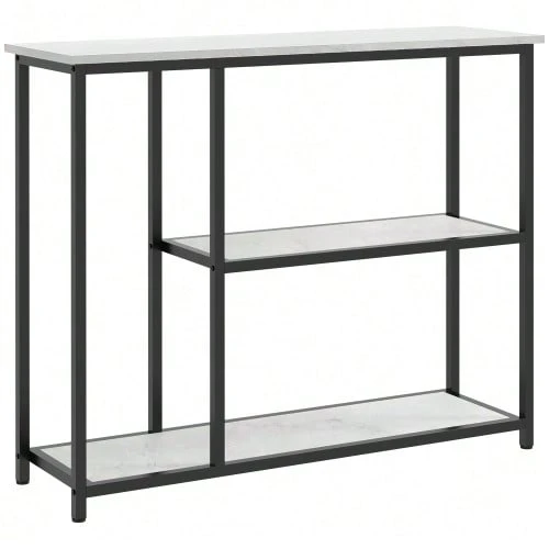 Console Table, Entryway Table With 2 Shelves, Side Table, Coffee Table With Anti-Tip System, Steel, White, 100 X 30 X 80 Cm, For Living Room And Entryway - 白色 - 查看 1