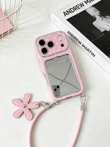 Pink Star Mirror Stand Phone Case With Lanyard, Y2K Vintage Elegant Style, Compatible With IPhone 17/17Pro/17ProMax/16/16Pro/16Plus/16ProMax/15/15Pro/15ProMax/14/14Pro/14ProMax/13/13Pro/13ProMax/Apple 18Pro/18ProMax, Full Body Anti-Drop Protection - Multicolor - View 6