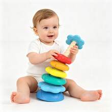 Spiral Rainbow Stacking Rings Toy, Montessori Sensory Stacking Tower, Early Learning Toy, Develops Fine Motor Skills And Hand-Eye Coordination, Suitable For Stacking Play Gift For Boys And Girls 18 Months And Up - Multicolor - View 3