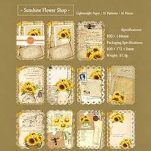 1 Pack 10 Sheets Vintage Botanical Floral Letter Paper Vintage Hollow Border Decorative Background Material Paper - A - View 10