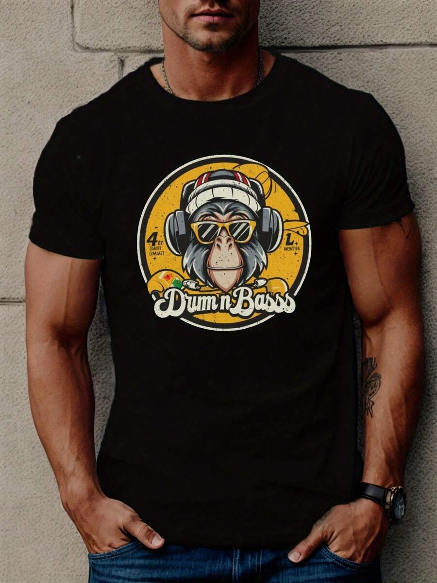 Men T-Shirts - 黑色 - 查看 1