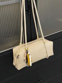 Bolso de mano tipo Boston Bowling de diseño coreano de nicho, bolso de hombro y axila de gran capacidad - Beis - Ver 6