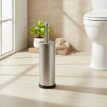 Inde CONFORTIME | Porte-brosse WC en acier inoxydable satiné, brosse WC avec support cylindrique et base antidérapante, porte-brosse, accessoires de salle de bain pour le nettoyage et l'entretien des toilettes - Porte-brosse de toilette en acier inoxydable - Voir 6