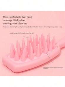 1pc Scalp Massage Shampoo Brush, Soft Silicone Bristles Long Handle Hair Comb, Ergonomic Macaron Color Shower Hair Care Cleaning Brush, Suitable For Curly Hair, Home Bathroom Use - Multicolor - View 6