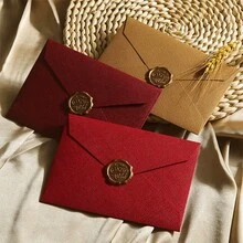 3-Piece Luxury Linen Envelope & Stationery Set With Wax Seal Stamp, Suitable For DIY Gifts, Wedding Invitations And Office Use - 3-piece - View 7