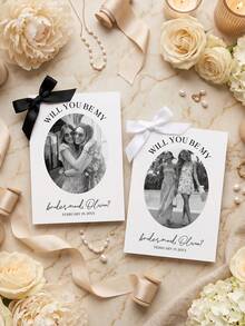 1/3pcs Personalized Will You Be My Bridesmaid Proposal Card, Custom Photo And Text Bridesmaid Card,Customizable Wedding Bridal Party Invitation Card - Multicolor - View 4