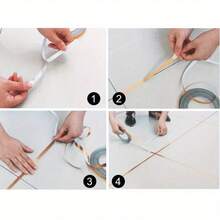 1 rollo de 50m de cinta autoadhesiva desprendible para sellar juntas de azulejos, tira decorativa impermeable cepillada en dorado, plata y negro, pegatina de borde autoadhesiva, apta para juntas de suelo, pared y techo, decoración del hogar - Lechada para azulejos - Ver 7