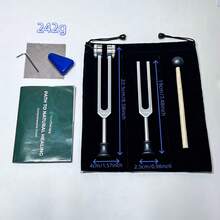 1 Set Combinación de Diapasones de Aleación de Aluminio Plateado - Diapasón de Limpieza de Oídos y Yoga Adecuado para Mujeres y Hombres Relajación del Alma y la Mente Gran Regalo 128Hz Emparejado con 256Hz/432Hz/528Hz Combinación de 2 Piezas de Diapasones con Base, Martillo Negro, Paño de Limpieza Blanco, Soporte Estable Azul del Fabricante - plata - Ver 6