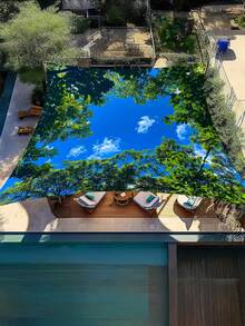 1pc Tree Sky Cloud Leaf Pattern Sun Shade Canopy, Lightweight Polyester Material, Suitable For Beach, Camping, Garden, Picnic, Outdoor Adventure Sun Shade (Support Pole Not Included) - Blue Sky and Leaves - View 8
