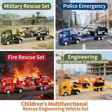 1 Set Toy Vehicles, Including Airplane Model, Foldable Portable Fire Truck Rescue Airplane Toy, Contains 1 Mini Car And 1 Airplane, Holiday Toy Gift - Multicolor - View 7