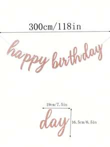 1pc Happy Birthday Banner, Birthday Party Background Decoration Garland - One Size Fits All - View 2