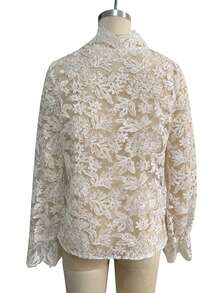 New Arrival Spring/Summer Hollow-Out Lace Blouse, Fashionable Vacation Choice For Women - Apricot - View 5