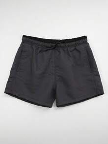 Men's Anthracite Mesh Swim Shorts With Plain Pockets - Grey - View 4