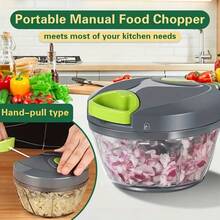 Portable Manual Food Chopper And Processor - Pull-Cord Onion Garlic Chopper With PS Blades, Compact Camping Chopper For Vegetables, Fruits, Nuts, Herbs - Easy To Clean, Pull-Cord Operation, Suitable For RV, BBQ And More (No) - Multicolor 1 - View 3