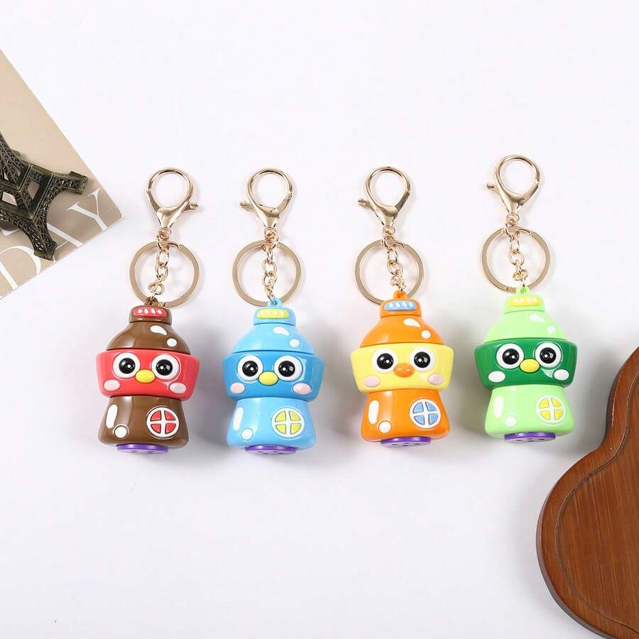 1Pc Simple Vacation Acrylic House Key Pendant Four Tone Cartoon Figure Charms For Bag Key Daily Travel Decor Gift - Multicolor - View 1