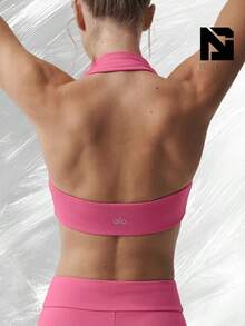 ALO Softsculpt Feel The Heat Halter Bra - Paradise Pink - View 2