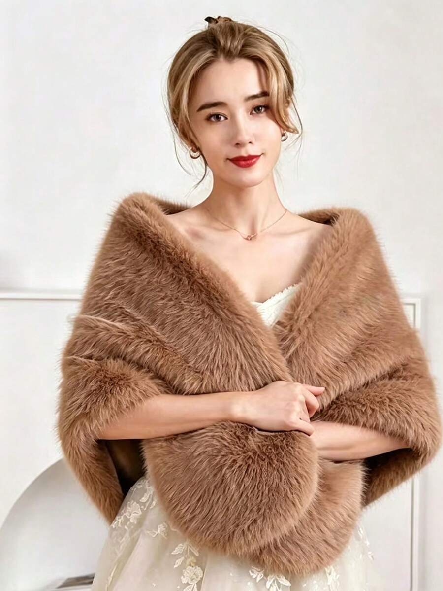 女款人造狐狸毛婚禮派對時尚高腰 - 彩色 - 查看 1