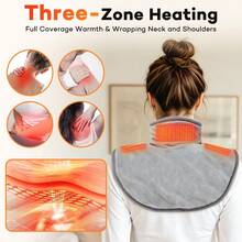 Hailicare USB Electric Heating Shoulder & Neck & Waist Pad, 3 Temperature Settings (45℃-55℃-65℃), Battery-Free, Soft Heat Compress Back Shawl Neck & Shoulder Fast Heating Pad, Portable, Suitable For Office/Home Use, Ideal Holiday Gift - Grey - View 2