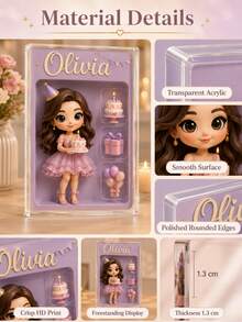Custom Portrait Doll, Personalized Digital Portrait Art, Custom Photo To Cartoon 2D Acrylic Plaque, Wedding Keepsake, 3D Visual Printing Effect, Custom Name Photo Display Board, Personalized Acrylic Keepsake, Birthday, Anniversary, Wedding Gift, Desktop Home Office Decor, Personalized Photo Keepsake - Multicolor - View 5