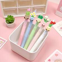 1set/5pcs Creative Plant-Themed Retractable Ballpoint Pens, Quick-Drying Floral Pens With Black Ink, Random Colors,Smooth Writing, Suitable For School, Note-Taking, And Office Use, Back To School - Bonsai Pen - View 3