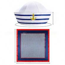1, 2, 4, 6 Pieces, Adult Navy-Style Hats, Halloween Cosplay Photo Props, Sailor Hats, Anchor Decorations, Navy Striped Cosplay Party Costume Hats - Multicolor - View 2