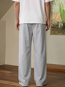 Whitmere Men's Multi-Pocket Casual Straight Leg Pants With Drawstring And Adjustable Waist, Street Style Fashion Forward - Light Grey - View 2